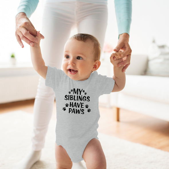 Witty Fashions My Siblings Have Paws - Funny Baby Bodysuit - Christmas Gift