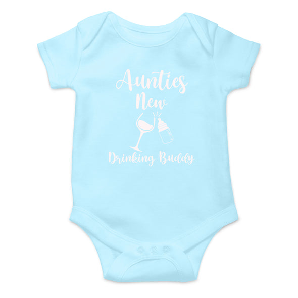 Aunties New Drinking Buddy - Funny Cute Novelty Infant Creeper, One-Piece Baby Bodysuit