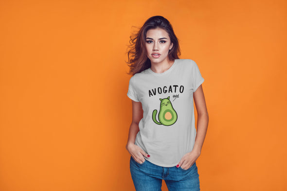 Avogato - Cute Cat Humor Tee - Funny Avacado Lovers Graphic Novelty - Womens Tshirt